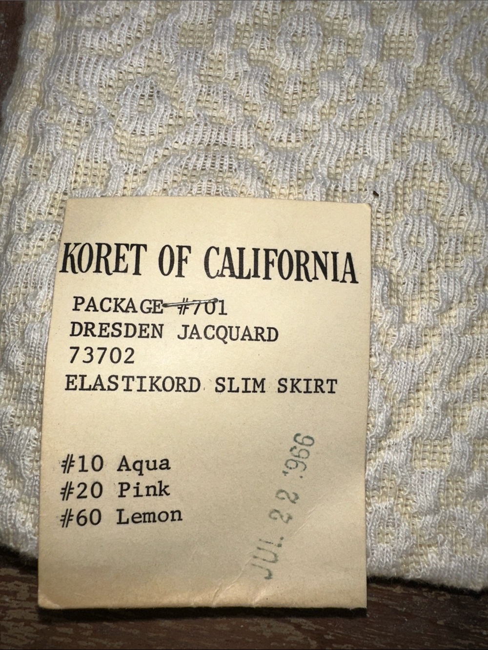 Koret yellow Textured Jacquard Pencil Skirt Geometric Motif - Deadstock 1966 - Picture 4 of 6